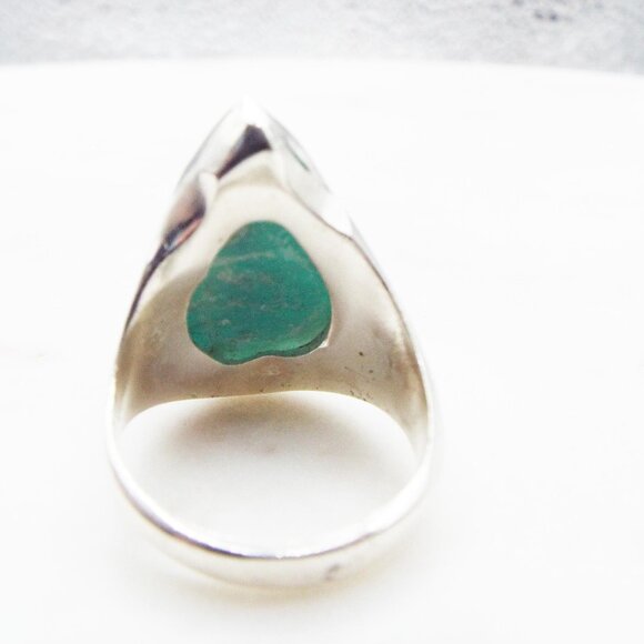 ARTISAN AMAZONITE *BABY BLUE* TEARDROP STONE STERLING SZ. 9.5 RING 77 - Picture 3 of 4